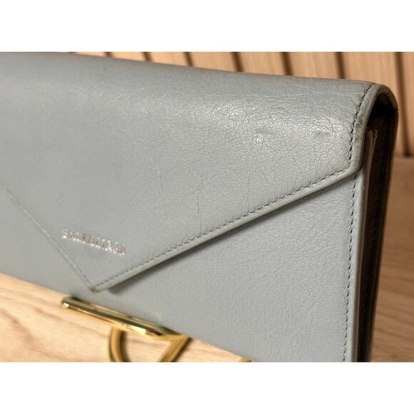 Authentic Balenciaga Envelope Continental Wallet in Light Blue - Picture 3 of 14